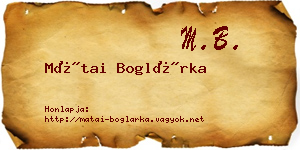 Mátai Boglárka névjegykártya